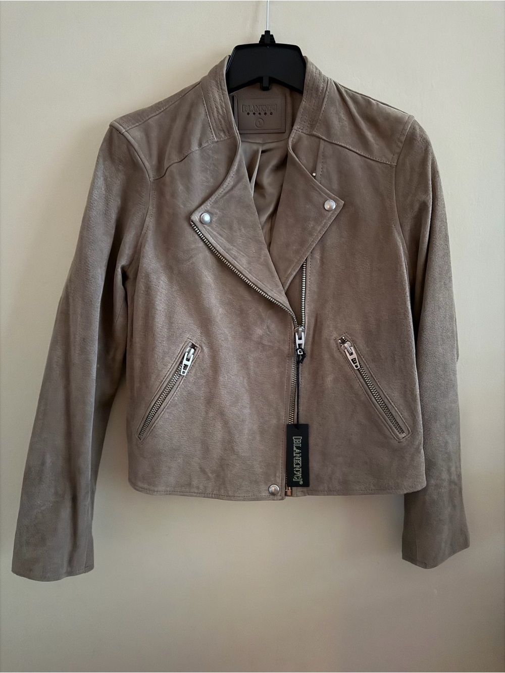 New! Blank NYC Taupe Suede Moto Jacket